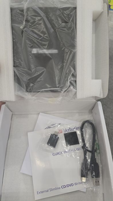 Оптично устройство Verbatim External Slimline 43886, външно, USB-C, четене/записване, черно