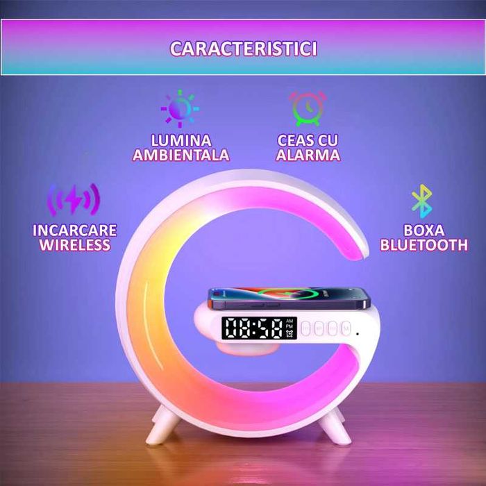 Lampa de birou inteligenta cu incarcare wireless 15W Pret promotional