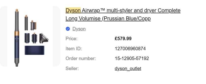 Dyson Airwrap Long - нов, пълен комплект, 5в1 - цвят Пруско синьо/мед