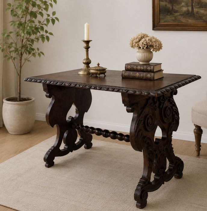 Masa living superbă  din lemn de mahon sculptata  integral manual , dimensiuni 105 cm lungime,56 cm lățime ,70 cm h