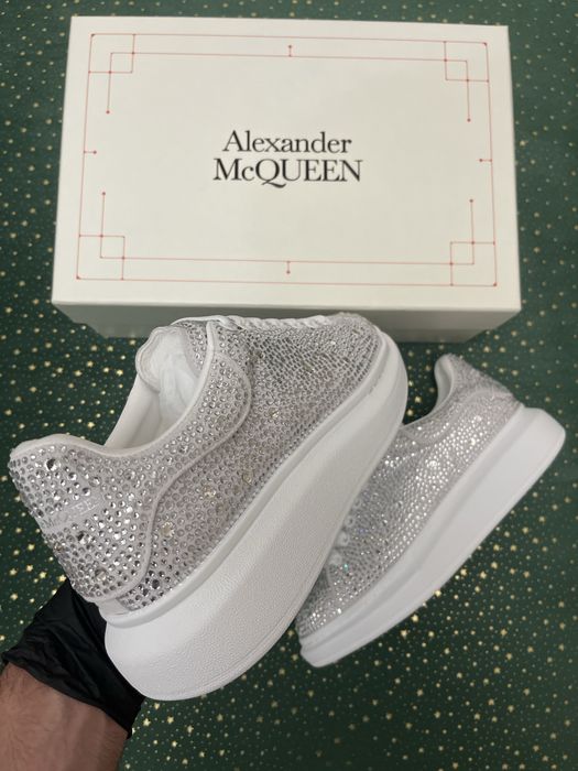 Alexander McQueen Silver Crystal Classic Sole Ultra Premium Quality