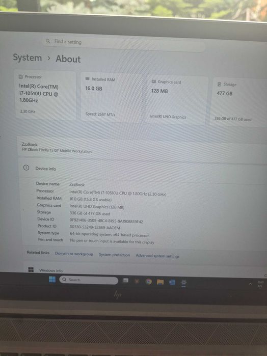 Laptop Workstation HP ZBook Firefly 15 G7 | i7 Gen 10 | 16GB RAM | 512GB SSD
