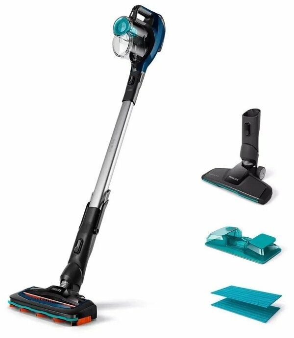 Вертикальный беспроводной пылесос Philips FC6718/01, цвет черный/синий
