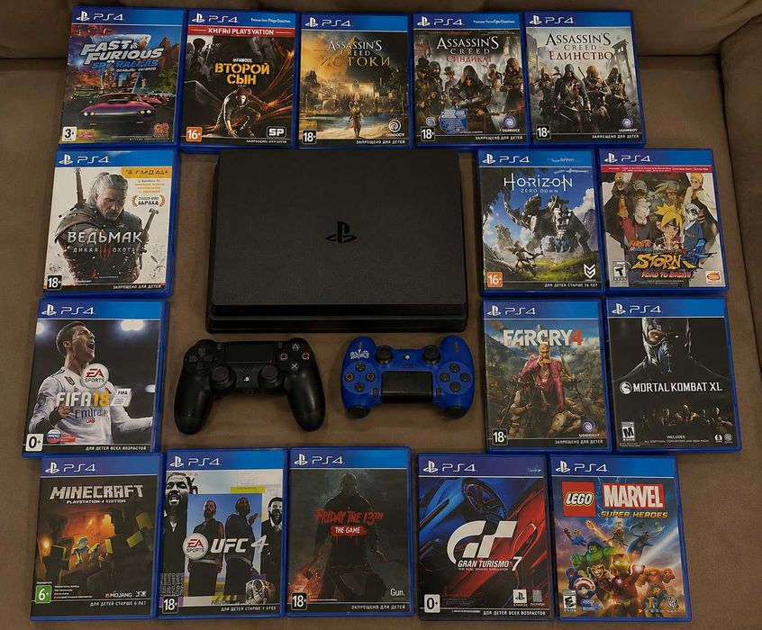 PlayStation 4 Pro 1TB + 2 DualShock + 16 игр | Идеальное состояние