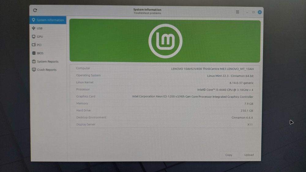 PC Lenovo ThinkCentre M83 SFF – i5-4440, 8GB RAM, HDD 250GB, Linux Mint