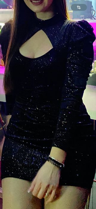 Rochie scurta de catifea cu sclipici