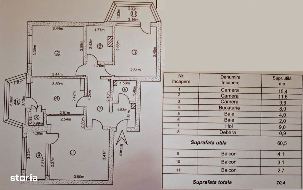 Vand-schimb Ap. 3 dec. Port, Faleza Dunarii, etaj 3, 71mp