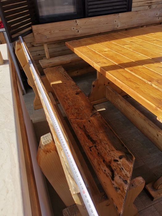 Градински комплект масив, маса и пейки