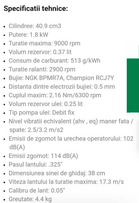 Vand drujbă husqvarna 440 x torq folosită foarte putin.