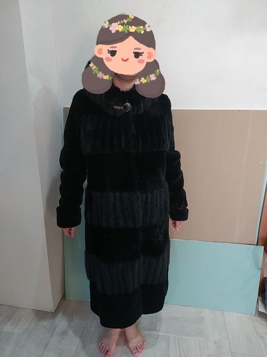 Шуба, мутон отделка норка