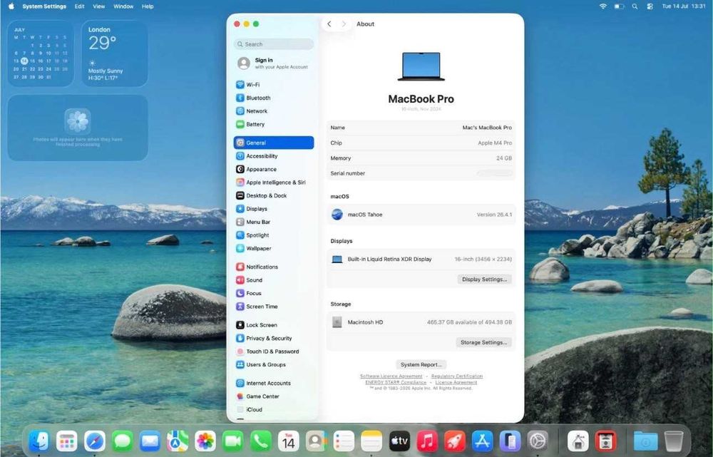 Macbook M4 Pro 16" - 24GB / 512GB / 50 цикъла / гаранция до Октомври