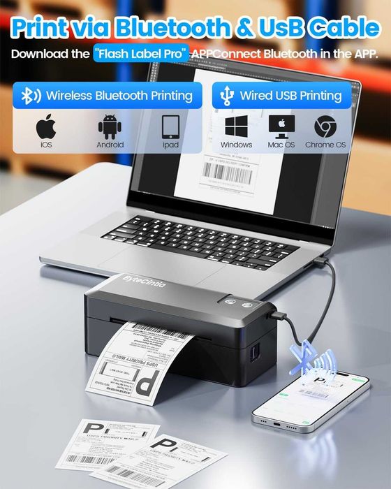 Bluetooth термопринтер за етикети