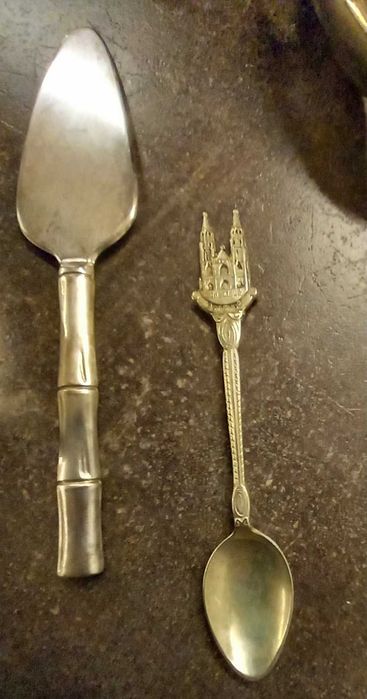 Сребърни прибори за салата, Сосиера, Шпатула, Щипка за лед