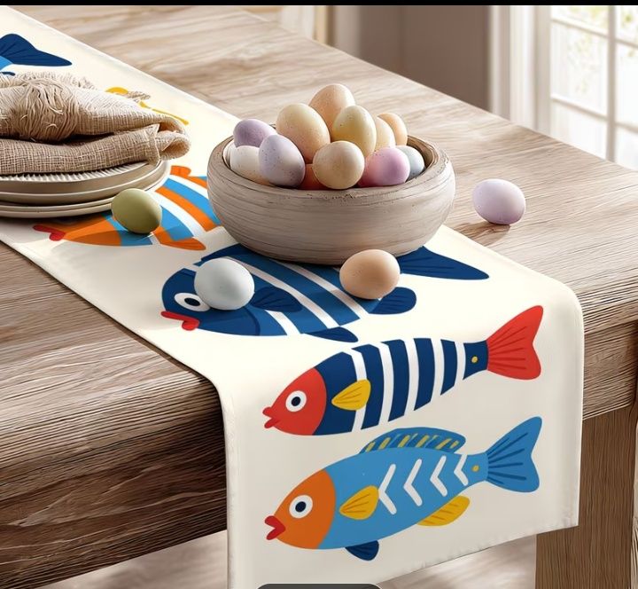 Цветен морски тишлайфер Ярка Тъкан, Празнична Покривка за Маса