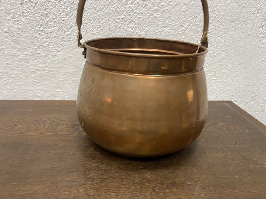 Меден съд котле с дръжка Франция 1940 1960 меден казан