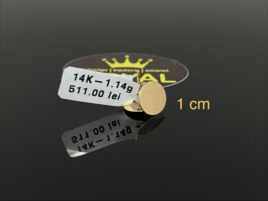 Bijuteria Royal CB : Cercei bănuț aur 14k 585  1,14 gr