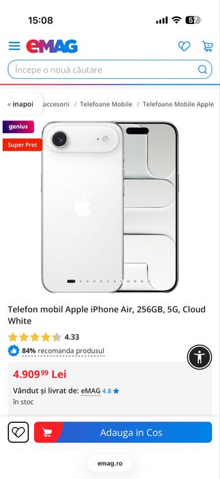 Iphone 17 Air 256 Alb