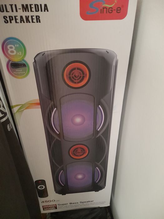 Bluetooth калонка мощный + AUX + Радио + микрофон + пульт + кабель