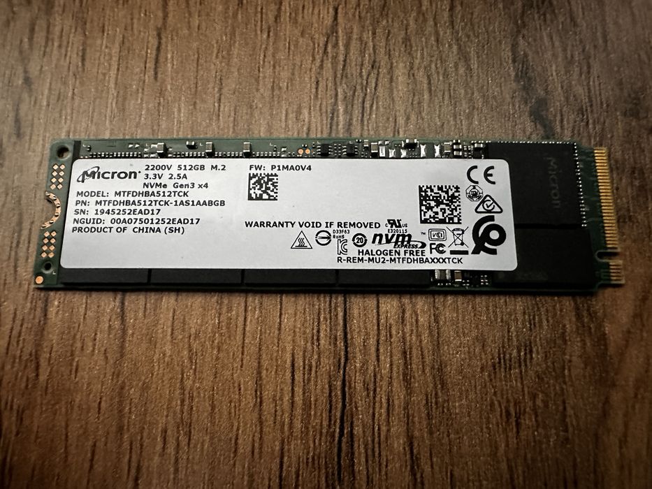 SSD Micron 2200V NVMe M.2 512 ГБ PCIe 3.0