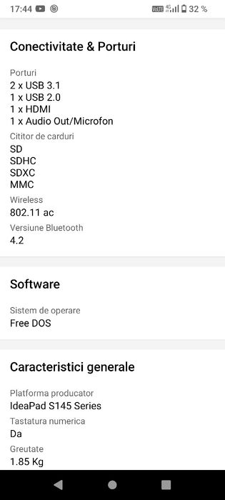 Laptop Lenovo Ideapad S145-15API