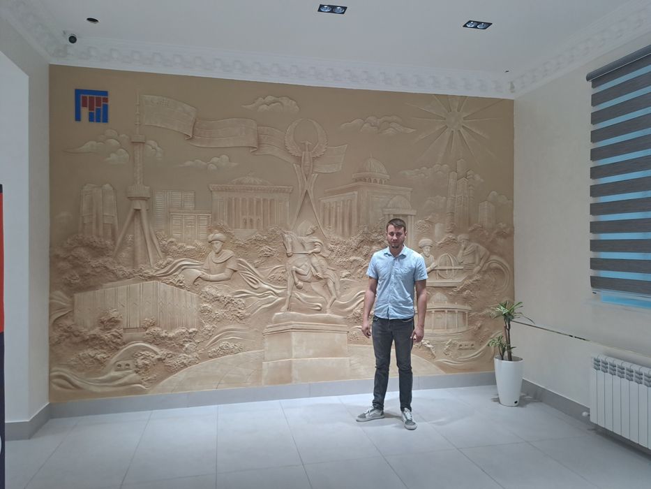 Барельеф на стену,  роспись, венецианская,  имитация мрамора, rasm,