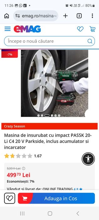 Masina înșurubat cu impact Parkside