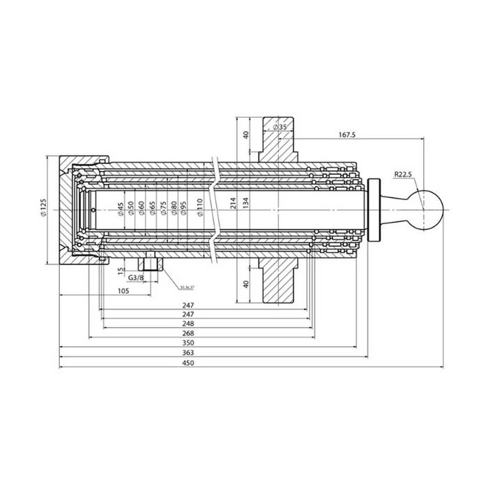 Cilindru basculare remorca 4 trepte , 7 tone