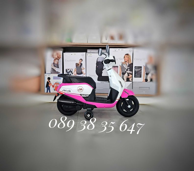 ТОП ЦЕНА!НОВО!Детски акумулаторен мотор Honda PINK с 12V батерия,предни светлини