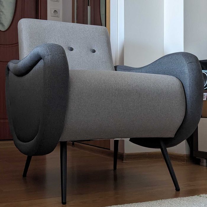 HOMCOM Fotoliu Modern Tesatura Gri 72x81x86cm