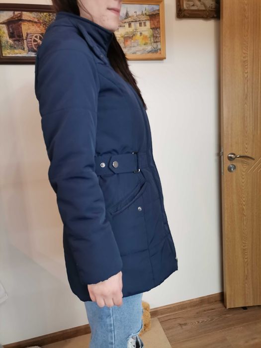 ESPRIT  Капитонирано зимно яке с качулка, Тъмносиньо