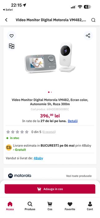 Baby monitor video Motorola VM482ANXL, 2,8” – SIGILAT! Nou-Nout!