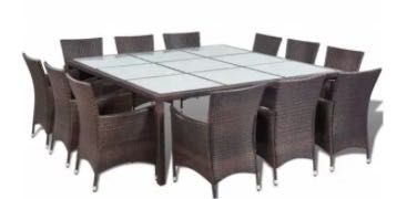 12 scaune si o masa de 12 persoane pentru gradina