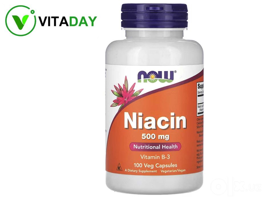 NOW Foods Niacin ниацин 100 растительных капсул