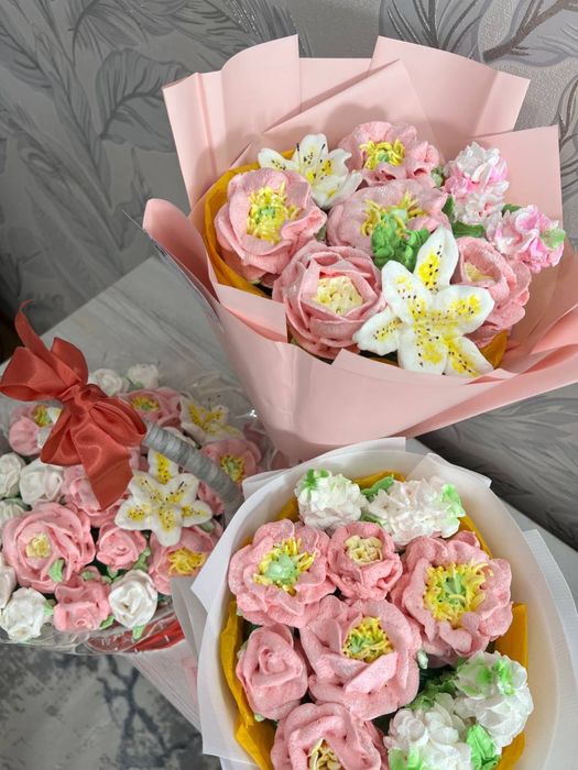 Цветы из зефира розы лилии пионы