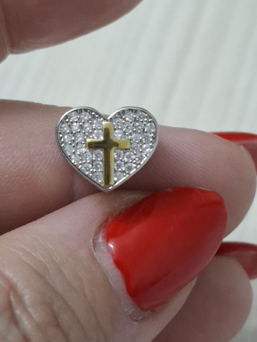 Pandantiv argint inimă cu cruce