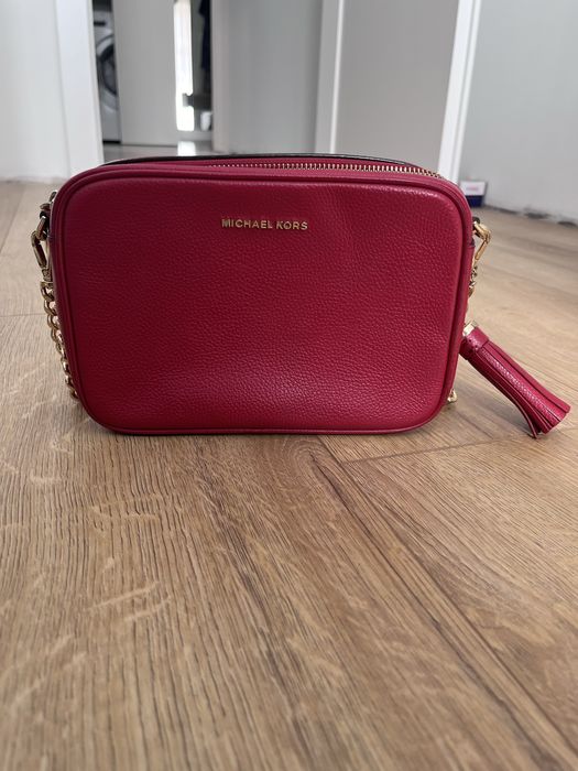 Кожена чанта Michael Kors, червена