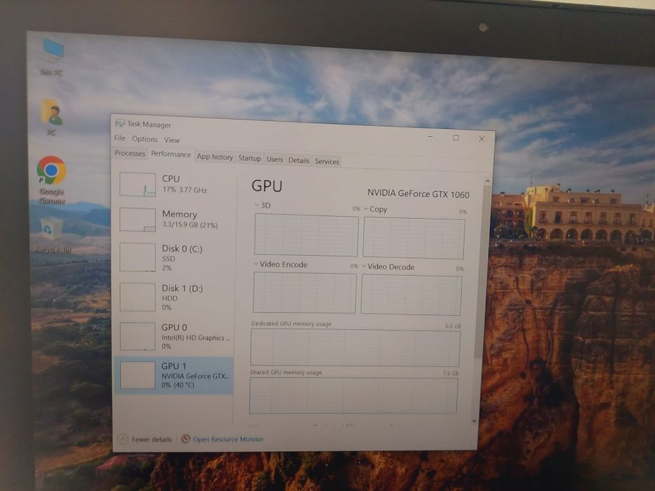 Laptop Gaming Lenovo legion 1060 6GB, 16 GB, i7