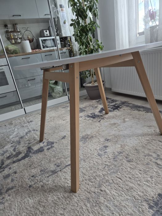 Masa extensibila RUBEN, casmir/stejar, PAL, 102/142x102x73 cm plus 3 scaune Jysk