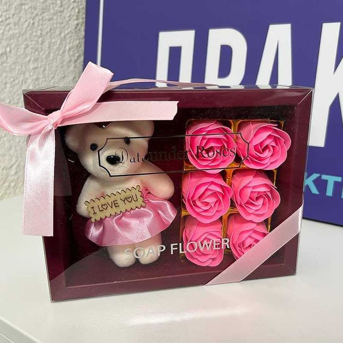 Декорация с ароматни сапунени цветя в кутия 18 x 14,5 x 5 см