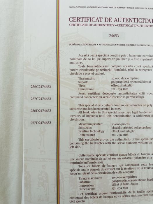 Bacnote Ecaterina foaie intreaga. Detin mai multe serii