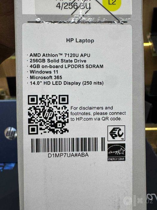 Noutbuk HP Laptop 14 AMD Athlon 7120U 4/256GB 14.0" HD 60hz Blue