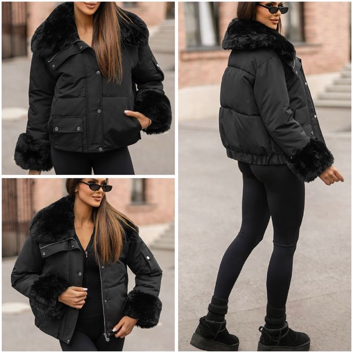 Дамско Зимно яке с пух  два цвята уникален модел