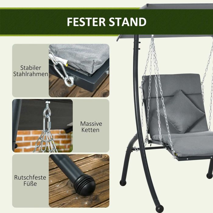 Висящ шезлонг Outsunny, накланящ се покрив