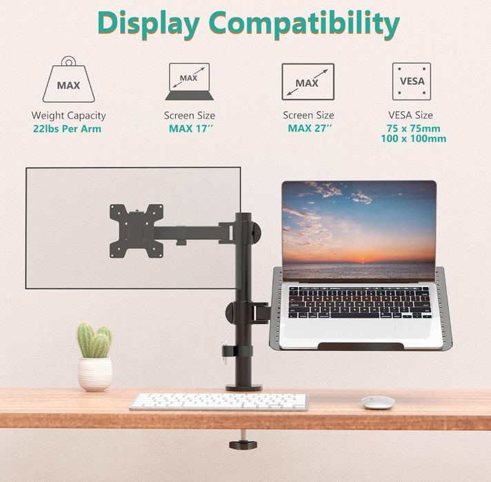 Настольный кронштейн крепления для ноутбука и монитора