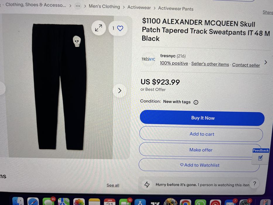 Pantaloni Alexander McQueen Skull Patch