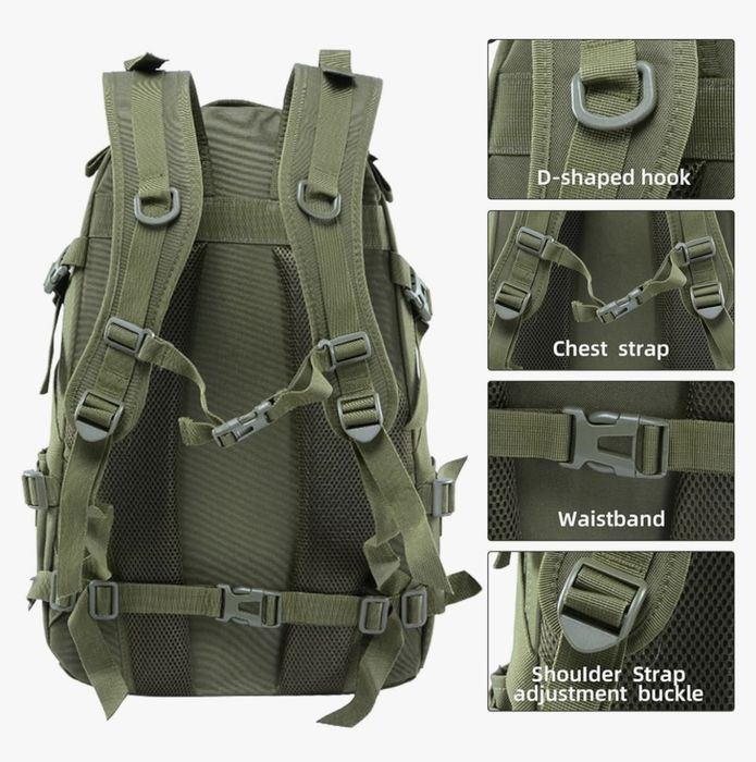 тактическа раница+светлоотразител Military 40L Molle водоустойчива