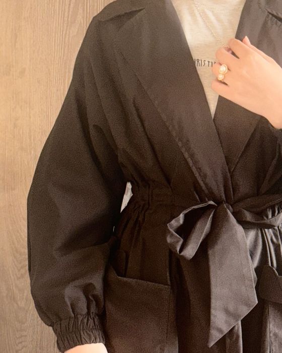 Черный плащ/тренч, единый размер