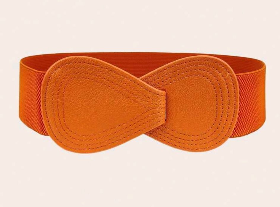 Широк ластичен колан в оранжево