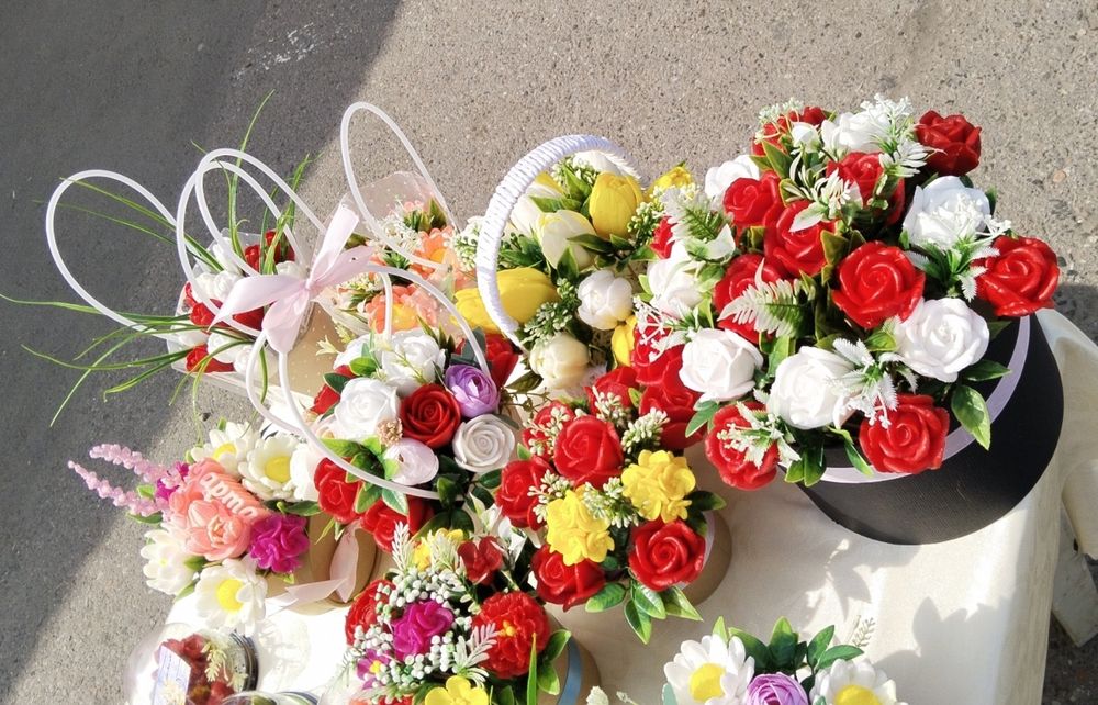 Букеты из мыла есть в наличии, sovunli gullar bor