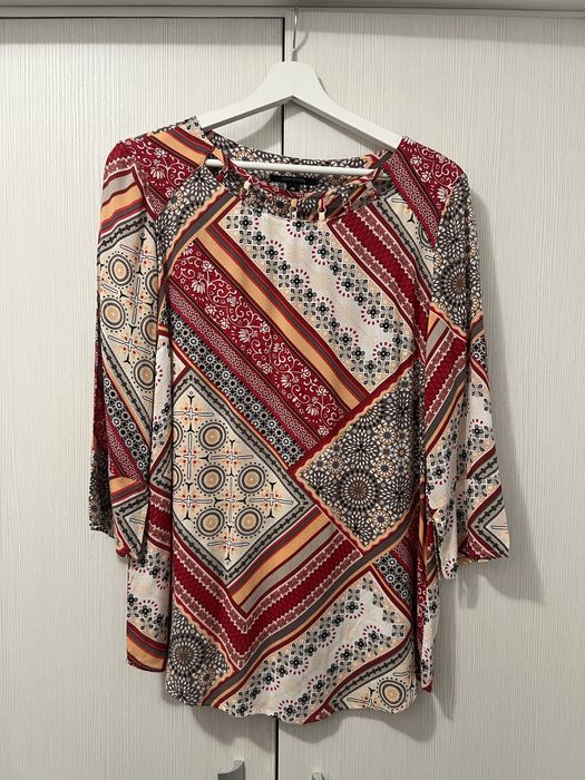 Bluză damă Comma, model boho/patchwork, mărime M